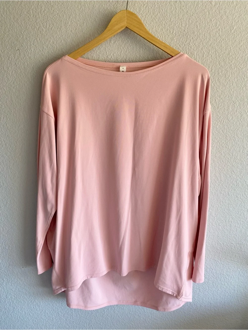 Lululemon Back In Action Organic Cotton Long-Sleeve Shirt, Pink - Size 12